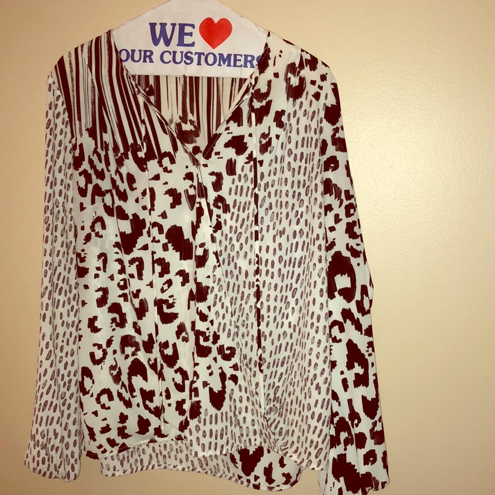 Mixed animal print blouse